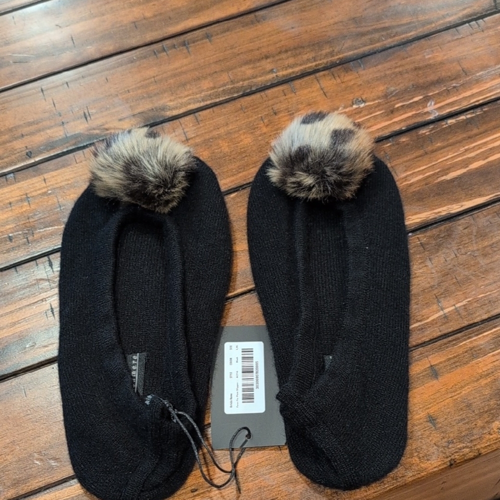 Sofia Cashmere Faux Fur Pom Cashmere Slipper L/XL 9-11